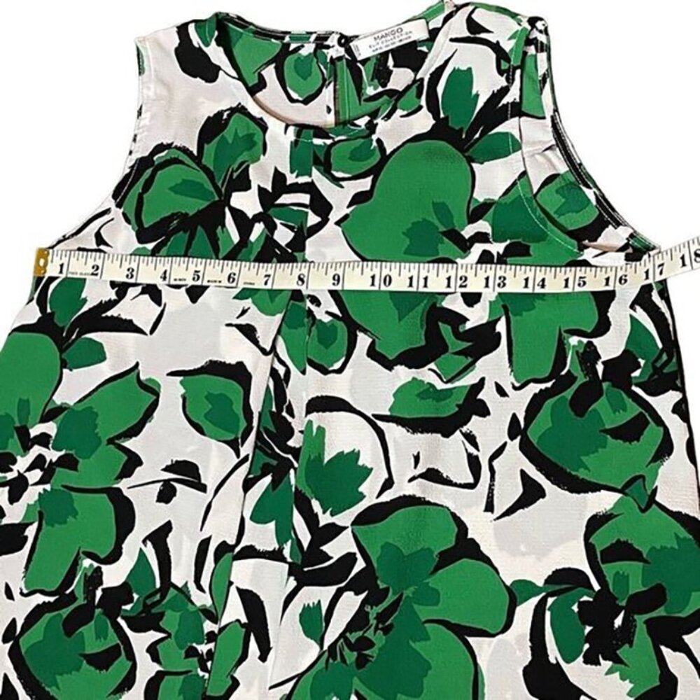 MANGO SUIT Collection Green and White Floral Sleeveless Blouse - Picture 5 of 5